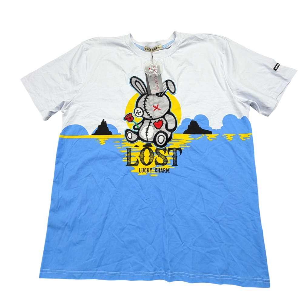 NEW BKYS T-Shirt Mens XL White Lucky Charm Lost Bunny Graphic DTLR Exclusive NWT